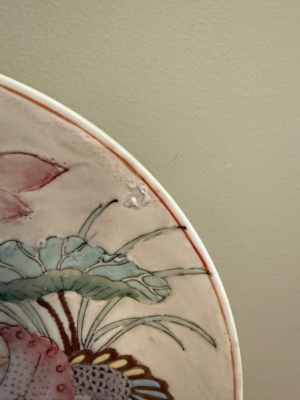 Macau Hand Painted Display Plate Called "Mandarin Doves" 4000 Year Old Folktale - Picture 2 of 4